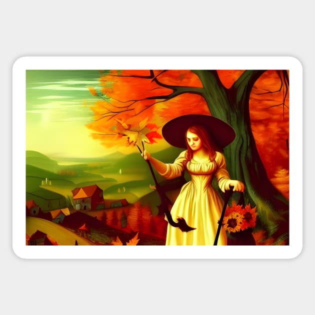 Autumnal witch Sticker by Annka47